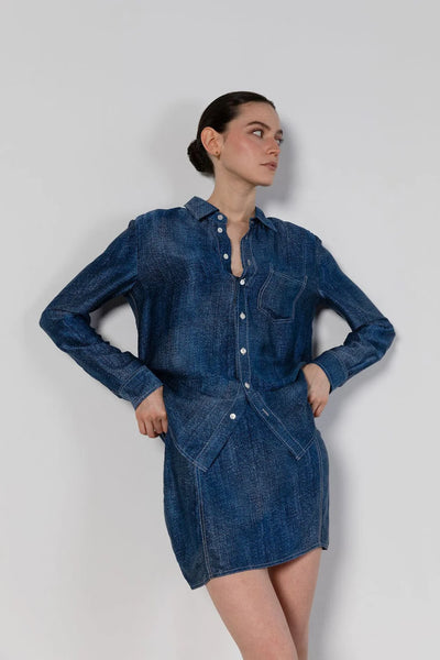 Anaphe Austin Silk Blouse- Denim Wash