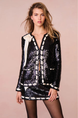 LoveShackFancy Rosina Ribbon Sequin Jacket