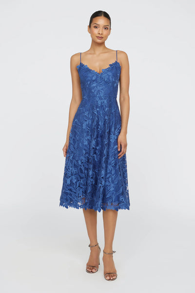 Theia Ainslie Lace Midi Cocktail Dress