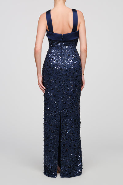 KIKI BEADED COLUMN GOWN