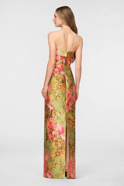 Theia Cleo Strapless Column Gown- Herbal Zen