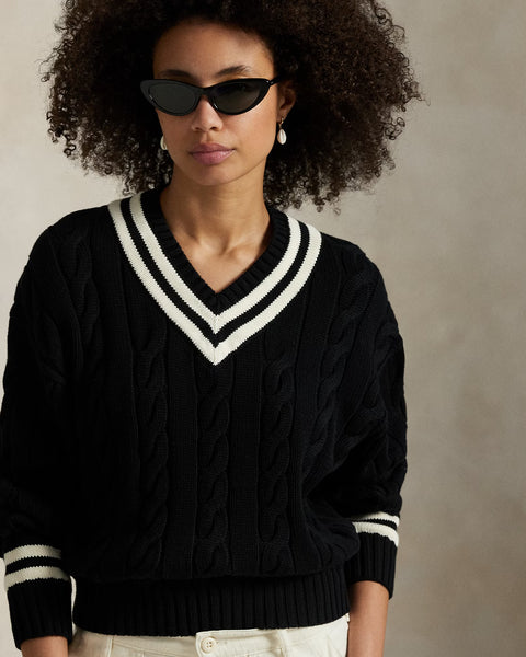 Ralph Lauren V Neck Pullover Black/Ivory