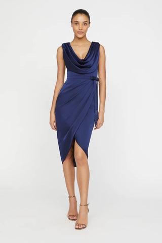 Theia Stephanie Wrap Dress- Navy