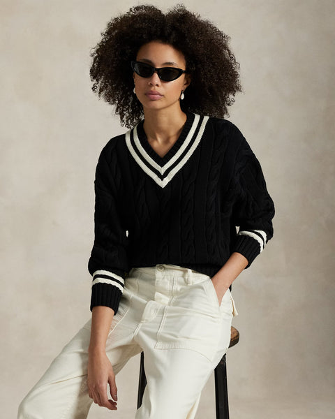 Ralph Lauren V Neck Pullover Black/Ivory