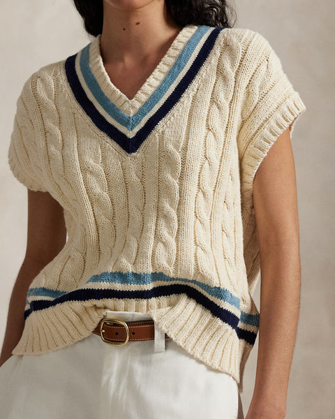 Ralph Lauren Cotton Pullover Vest - Cream Multi