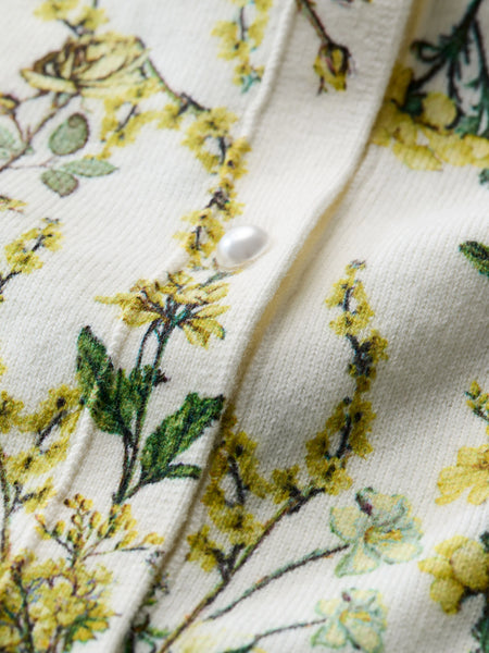 Alice & Olivia Printed Cardigan W/Collar- Fresh Air Butter
