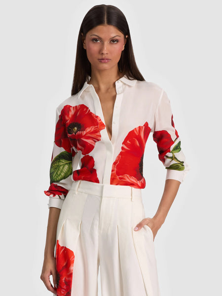 Alice & Olivia Willa Silk Blouse- Summer Poppy