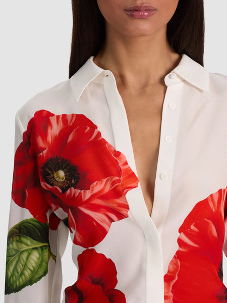 Alice & Olivia Willa Silk Blouse- Summer Poppy