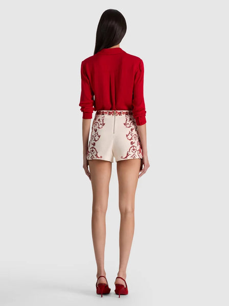 Alice & Olivia Hera Linen High Rise Short- Winding Road