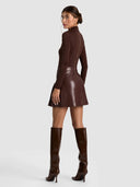 Alice+ Olivia Chara Mock Neck Vegan Mini Dress