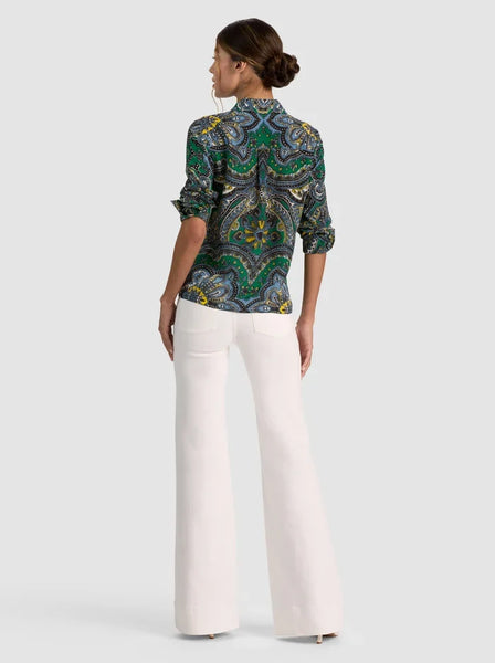 Alice & Olivia Willa Silk Blouse- Deep Emerald