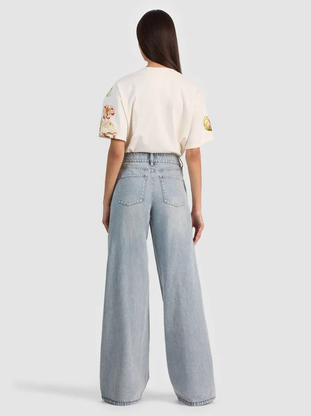 Alice+Olivia Amazing LR Baggy Jean W/Applique