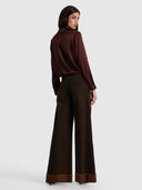 Alice + Olivia Willa Silk Blouse- Chocolate