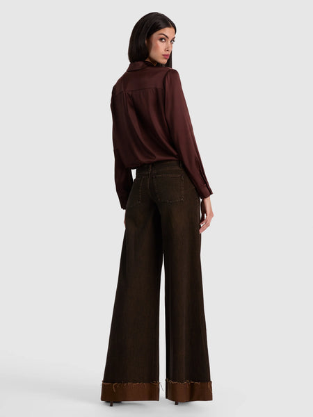 Alice + Olivia Willa Silk Blouse- Chocolate