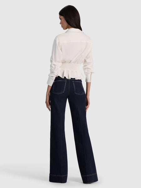 Alice + Olivia Edie Gathered Corset Btn Down Top