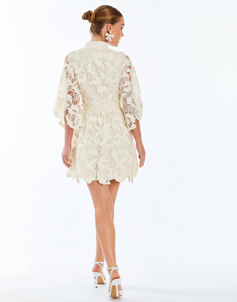 mestiza carmen mini dress Dress- Ivory 4228 Reviews over hem with blind Teri Jon Silk-Linen Floral Size:Medium(12)