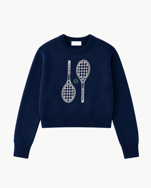 White & Warren Cashmere Tennis Racquet Sweatshirt