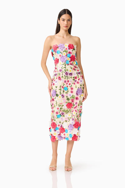 Elliatt Rosette Strapless Midi Dress