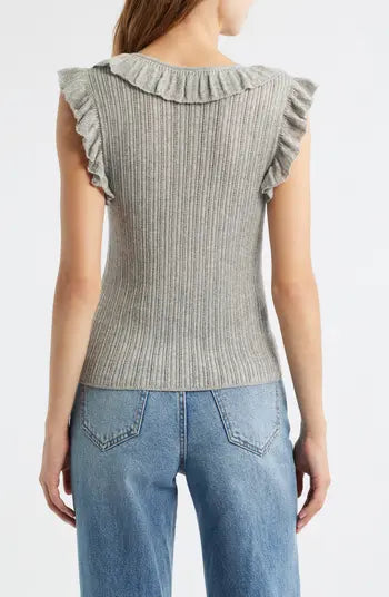 LoveShackFancy Elizabelle Knit Top- Smoke Grey
