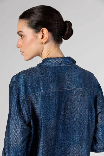 Anaphe Austin Silk Blouse- Denim Wash