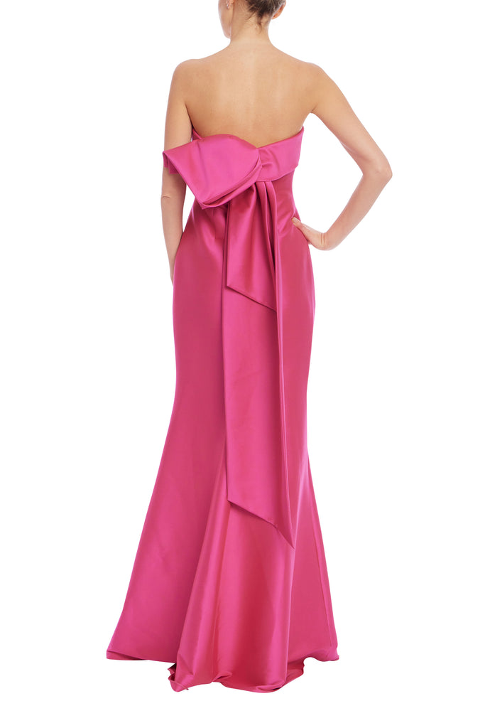 badgley mischka pink dress Badgley Mischka Bow Back Gown- Fuchsia – By Request