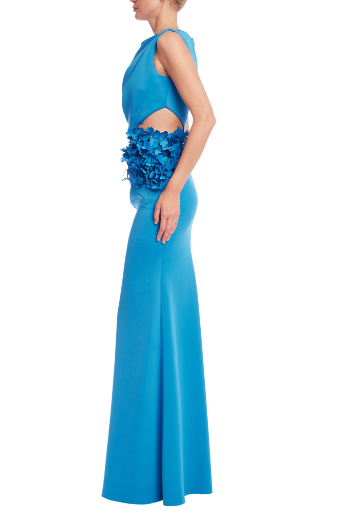 Badgley Mischka Draped Cut Out Gown- Bright Aqua By Request Badgley Mischka Draped Cut Out Gown- Bright Aqua By Request