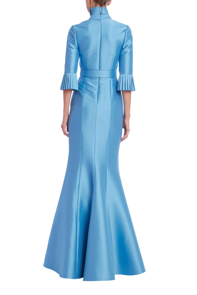 Badgley Mischka Pleat Trim Gown- Azure By Request Badgley Mischka Pleat Trim Gown- Azure By Request