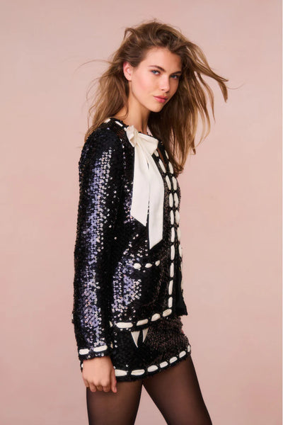 LoveShackFancy Rosina Ribbon Sequin Jacket