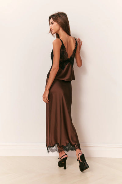 LoveShackFancy Calder Skirt- Choc Brown