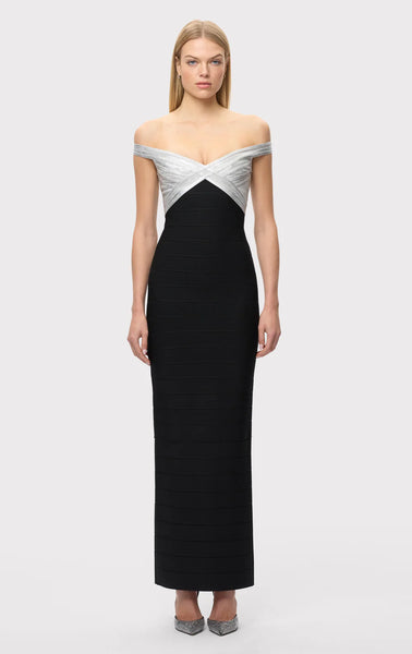 Herve Leger Bonnie Metallic Gown