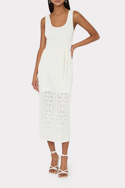 Milly Bubble Pointelle Midi Knit Dress
