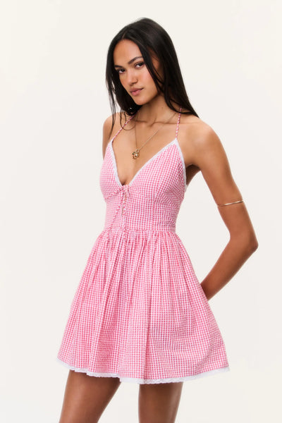 LoveShackFancy Khloe Cotton Gingham Mini Dress