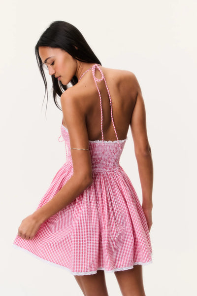 LoveShackFancy Khloe Cotton Gingham Mini Dress