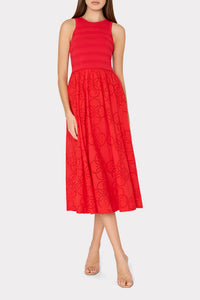 Milly Geo Eyelet Knit Combo Midi Dress By Request Milly Geo Eyelet Knit Combo Midi Dress By Request