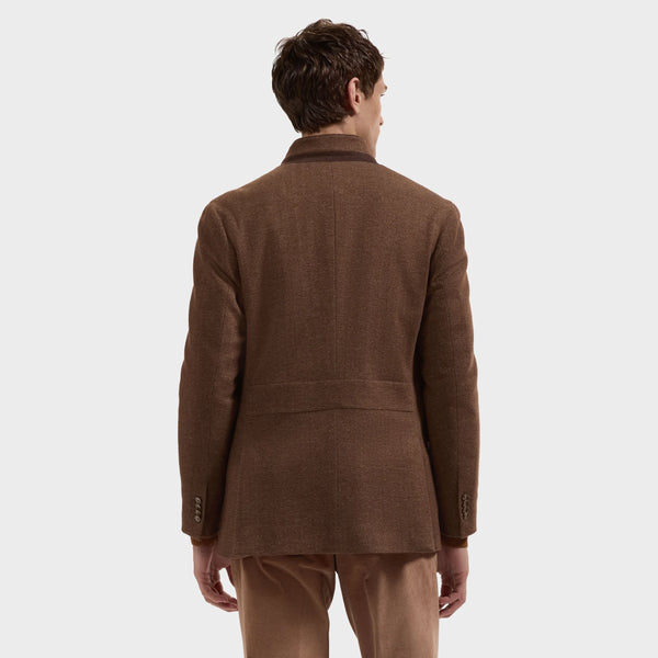 Bugatchi Herringbone Safari Blazer- Tobacco