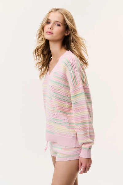 LoveShackFancy Marlieanna Striped Crochet Pullover