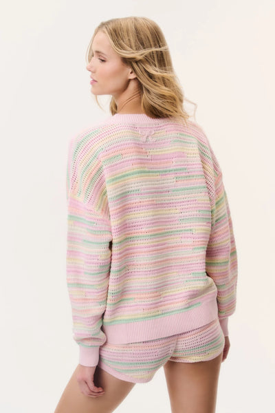 LoveShackFancy Marlieanna Striped Crochet Pullover