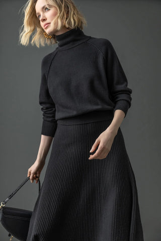 Lilla P Raglan Turtleneck Sweater- Black