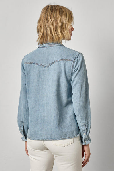 Lilla P Denim Button Down Blouse