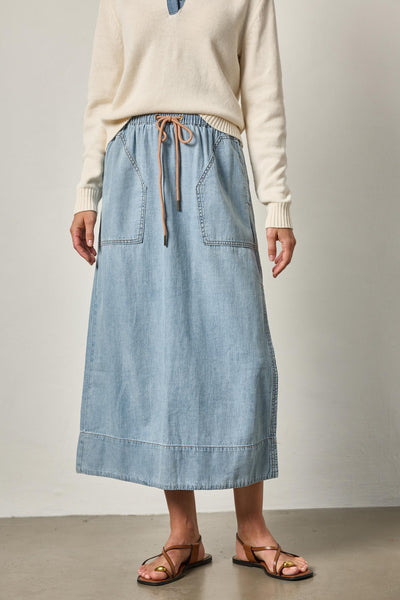Lilla P Denim Drawcord Skirt