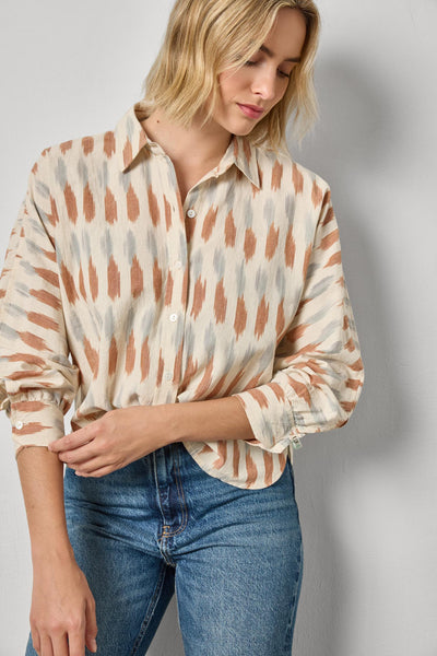Lilla P Ikat Dolman Button Down Blouse