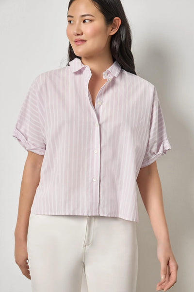 Lilla P Striped Oversized Button Down Top