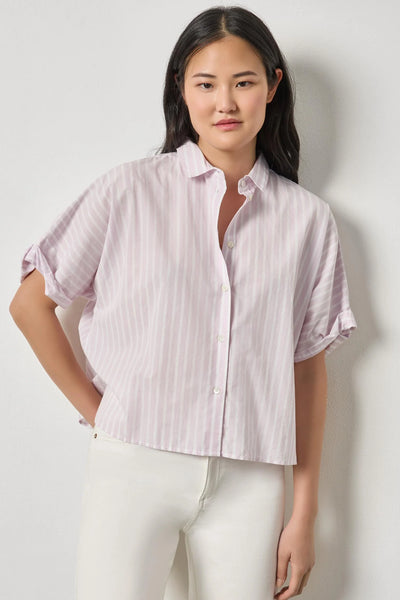 Lilla P Striped Oversized Button Down Top