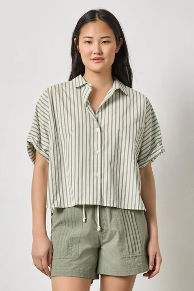 Lilla P Striped Oversized Button Dolman Top