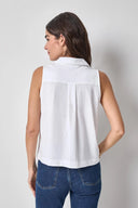 Lilla P Sleeveless Polo Top- White