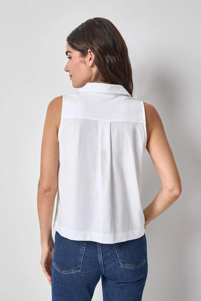 Lilla P Sleeveless Polo Top- White