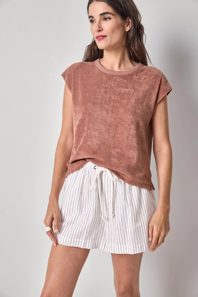 Lilla P Terry Boxy Sleeveless Top- Bark