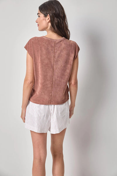 Lilla P Terry Boxy Sleeveless Top- Bark