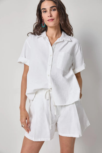Lilla P Linen Blend Boyfriend Button Down