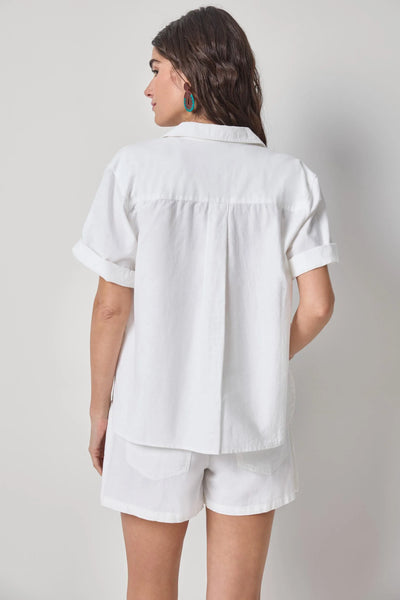 Lilla P Linen Blend Boyfriend Button Down